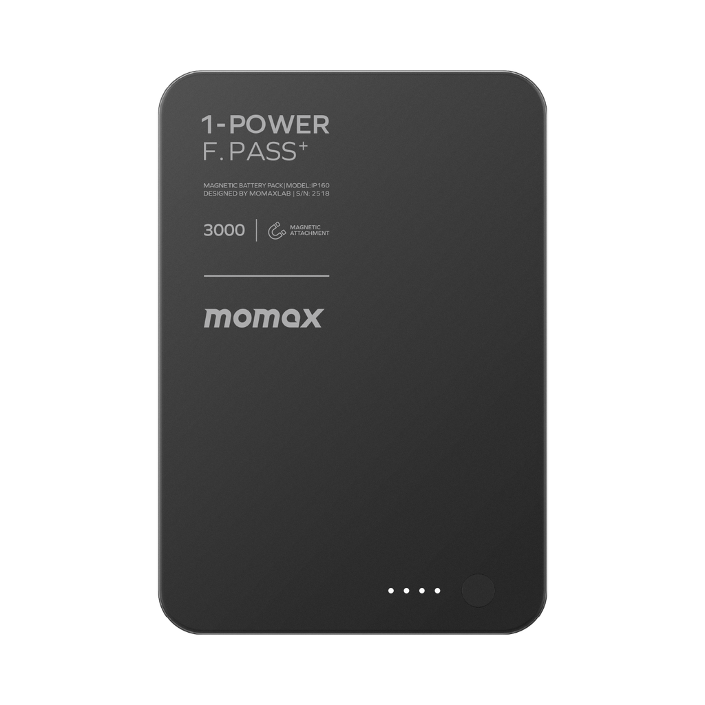MOMAX 1-POWER F.PASS+ 3000mAh POWER BANK WITH BUILT-IN CABLE & MAGNETIC ATTACHMENT