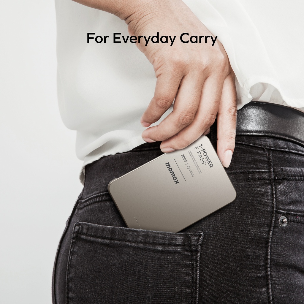 MOMAX 1-POWER F.PASS+ 3000mAh POWER BANK WITH BUILT-IN CABLE & MAGNETIC ATTACHMENT