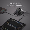 MOMAX 1-WORLD2 45W 5 PORT DUAL AC TRAVEL ADAPTOR