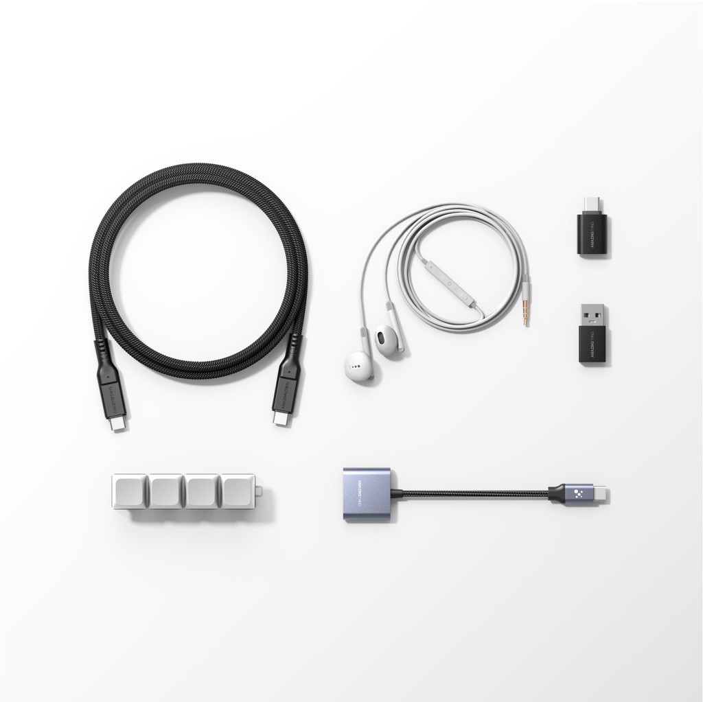 AT CAMPUS KIT WITH KEYBOARD BUTTON KEYCHAIN + AUX EARPHONE + 2IN1 USB-C HUB + C TO C 1.2M CABLE + USB-C & USB-A ADAPTER
