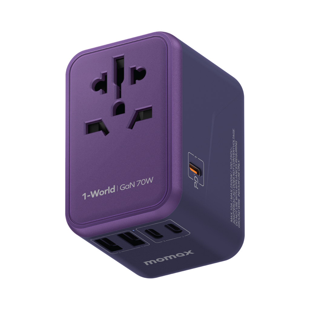 MOMAX 1-WORLD 70W GAN AC TRAVEL ADAPTOR
