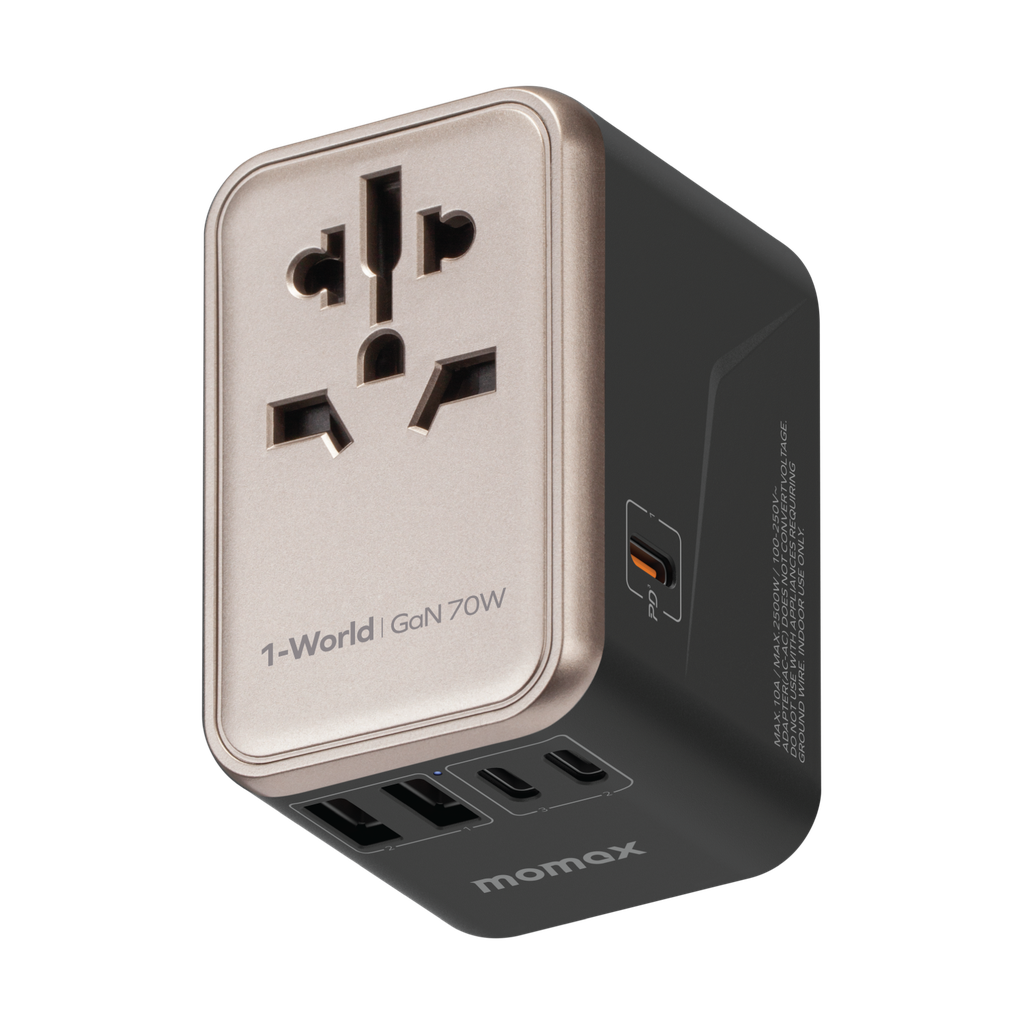 MOMAX 1-WORLD 70W GAN AC TRAVEL ADAPTOR