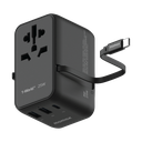MOMAX 1-WORLD 25W 3 PORT WITH BUILT-IN USB-C CABLE AC TRAVEL ADAPTOR