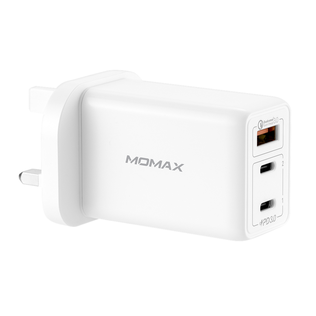 MOMAX 3 PORT 65W GAN WALL CHARGER