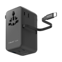 MOMAX 1-WORLD2+ 100W 4 PORT DUAL AC TRAVEL ADAPTOR WITH BUILT-IN CABLE