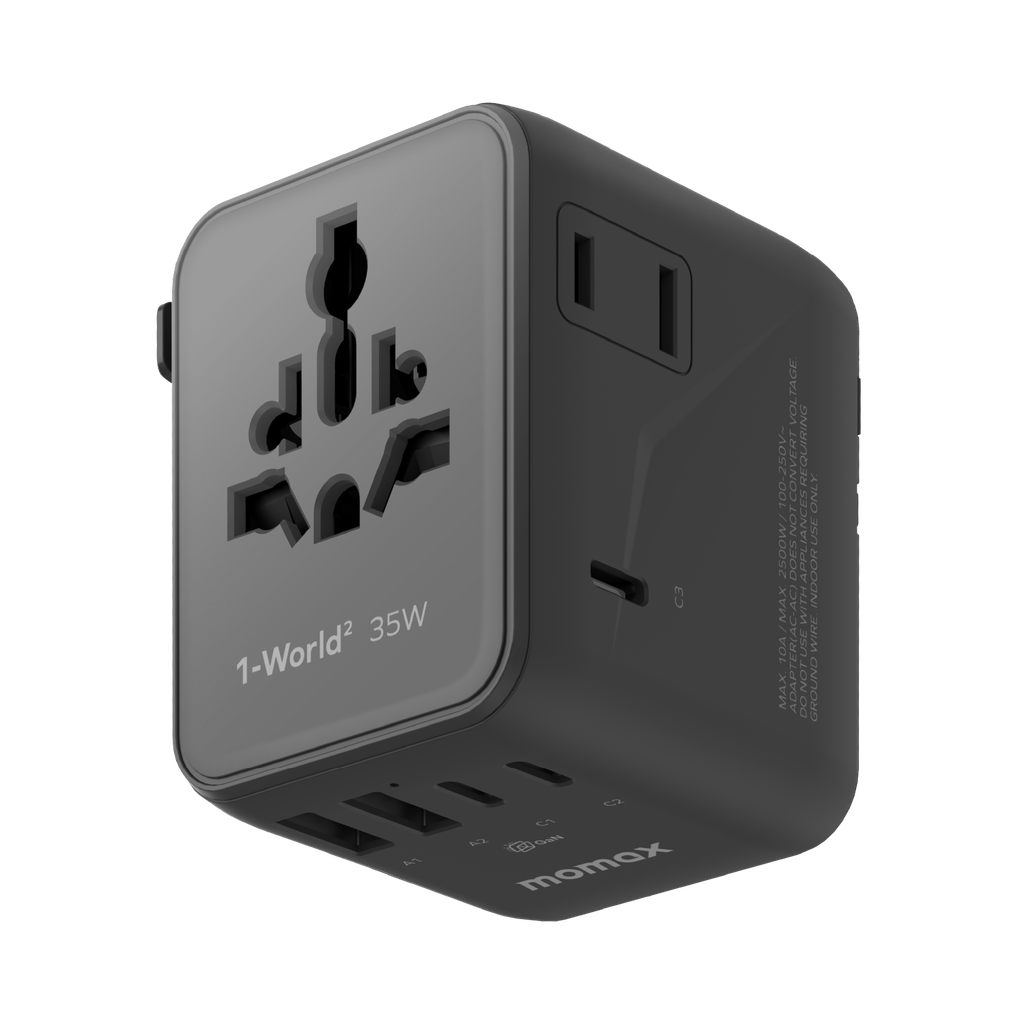 MOMAX 1-WORLD2 35W 5 PORT DUAL AC TRAVEL ADAPTOR
