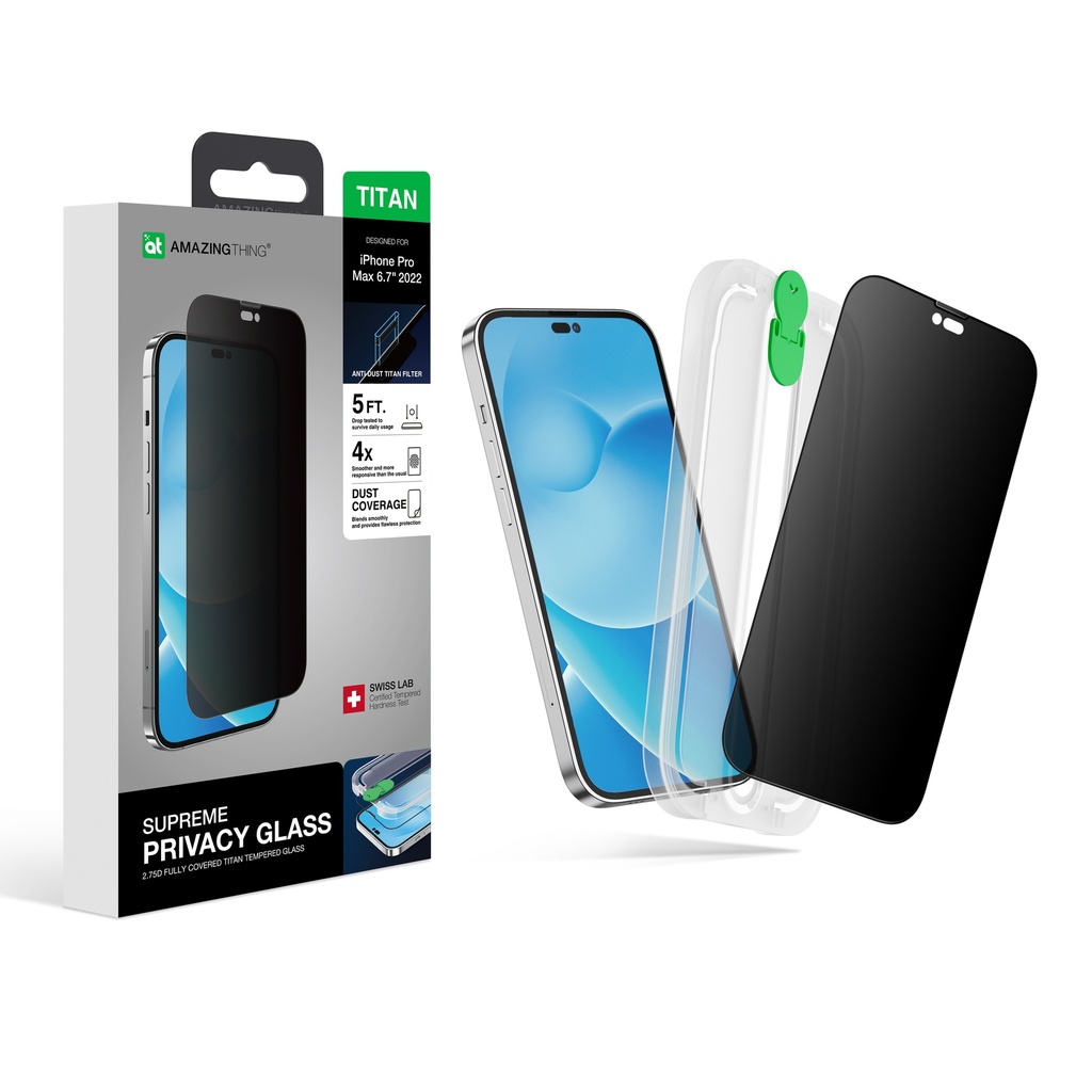 AT IPHONE 14 PLUS 6.7 2.75D DUST FILTER TITAN PRIVACY GLASS