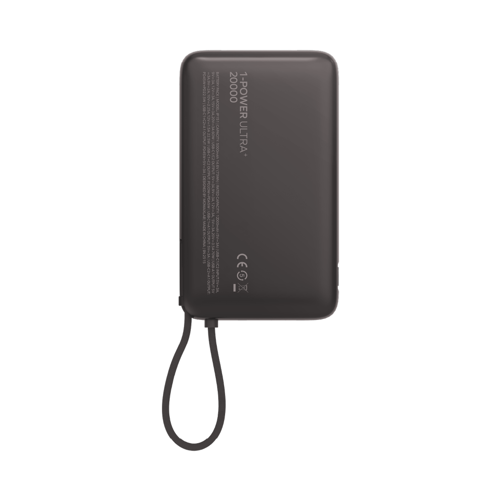 MOMAX 1-POWER ULTRA+ 20000mAh POWER BANK WITH BUILT-IN USB-C CABLE