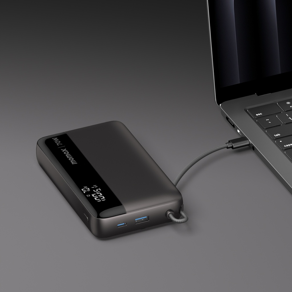 MOMAX 1-POWER ULTRA+ 20000mAh POWER BANK WITH BUILT-IN USB-C CABLE