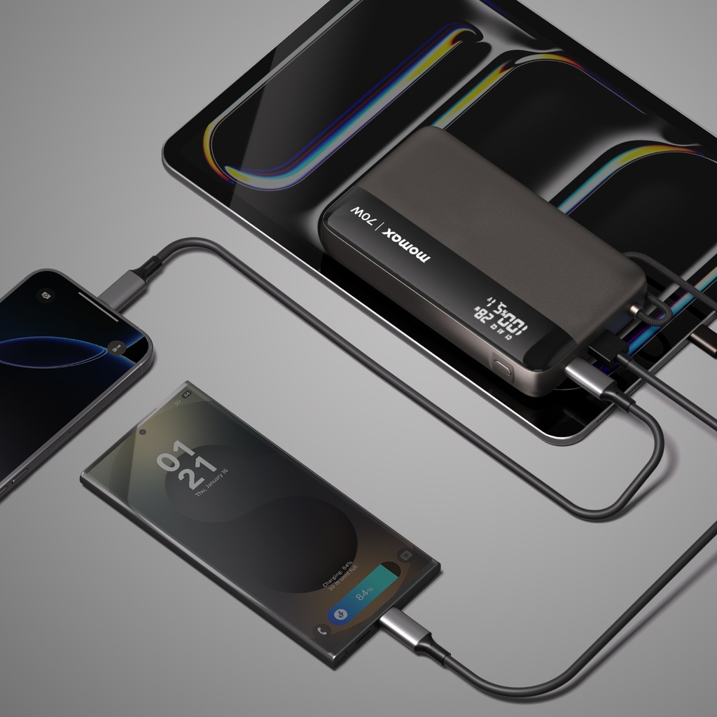 MOMAX 1-POWER ULTRA+ 20000mAh POWER BANK WITH BUILT-IN USB-C CABLE