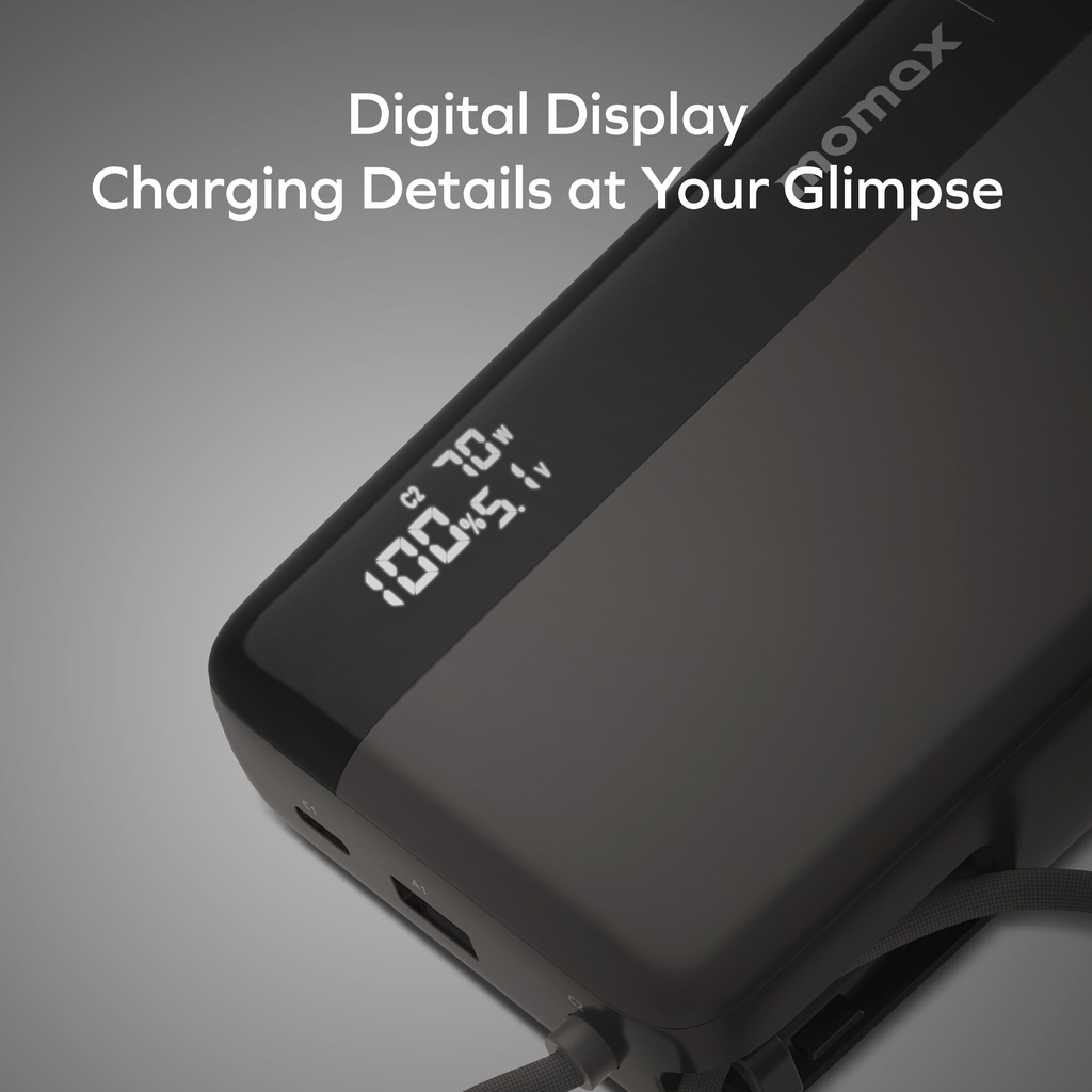 MOMAX 1-POWER ULTRA+ 20000mAh POWER BANK WITH BUILT-IN USB-C CABLE