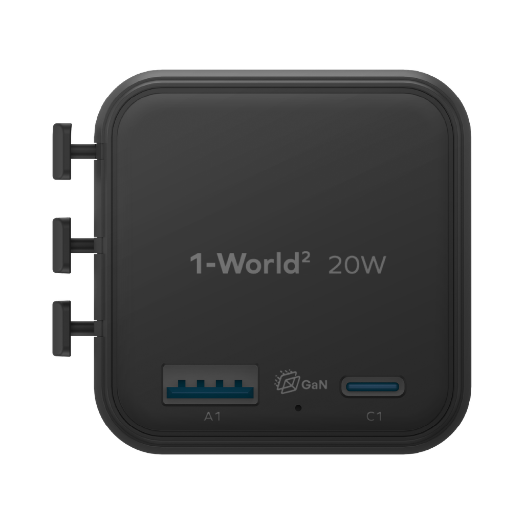 MOMAX 1-WORLD 20W UNIVERSAL 2 PORT TRAVEL ADAPTER