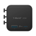 MOMAX 1-WORLD 20W UNIVERSAL 2 PORT TRAVEL ADAPTER