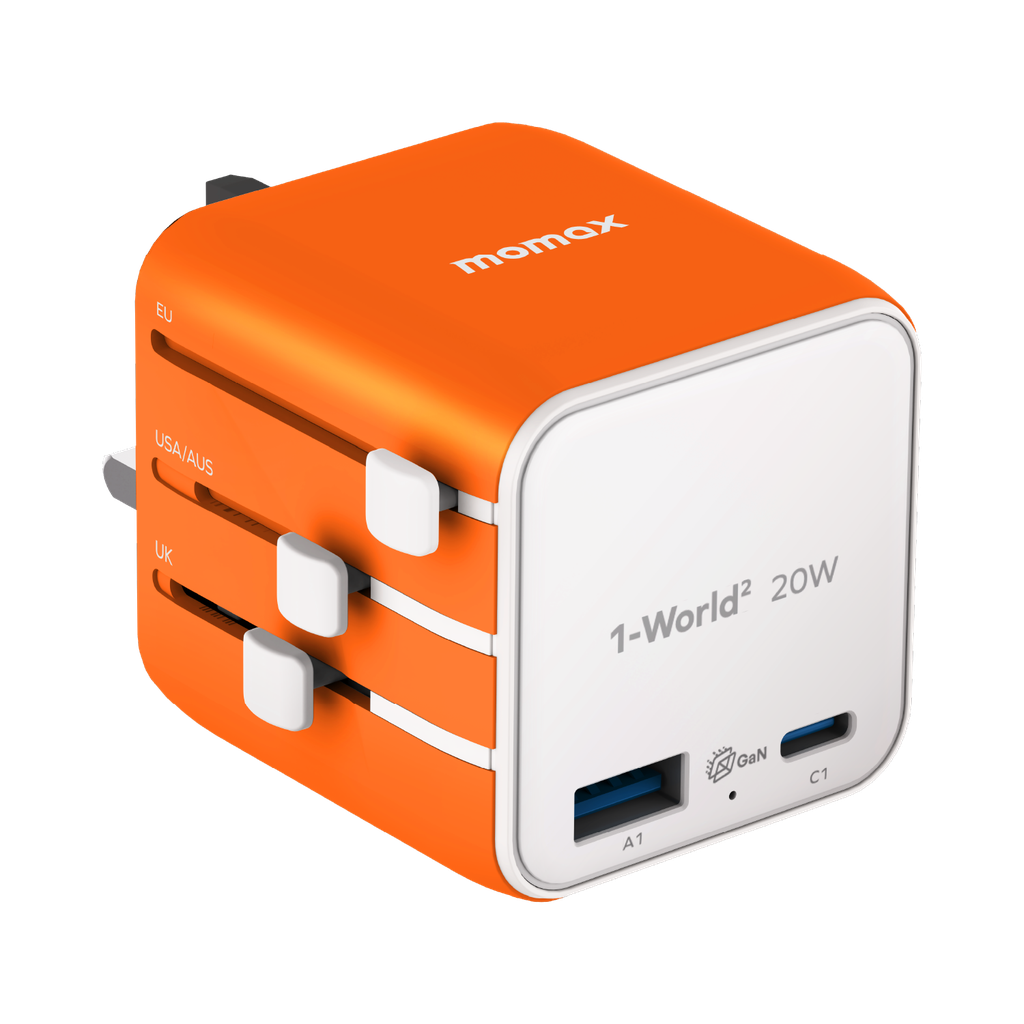 MOMAX 1-WORLD 20W UNIVERSAL 2 PORT TRAVEL ADAPTER