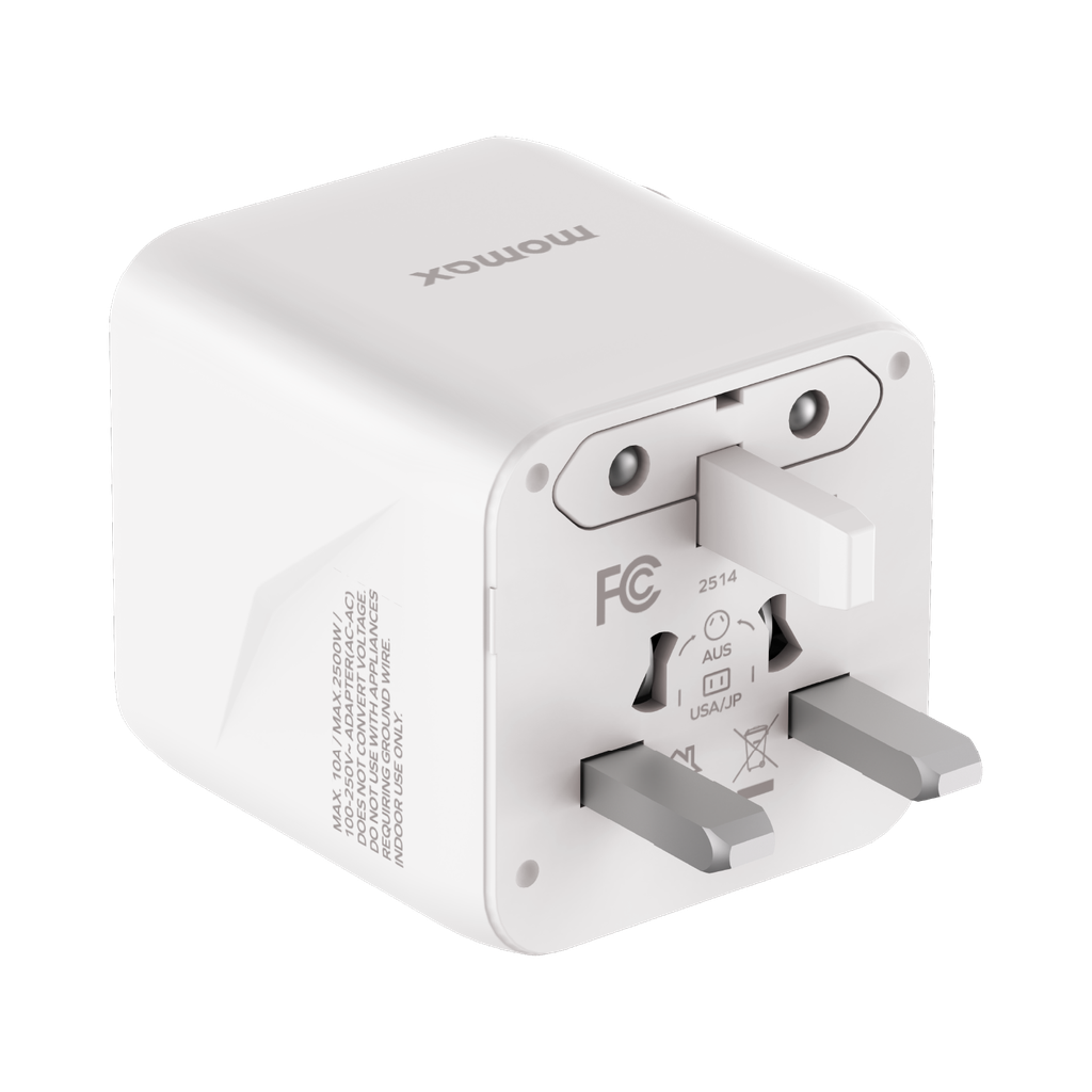 MOMAX 1-WORLD 20W UNIVERSAL 2 PORT TRAVEL ADAPTER