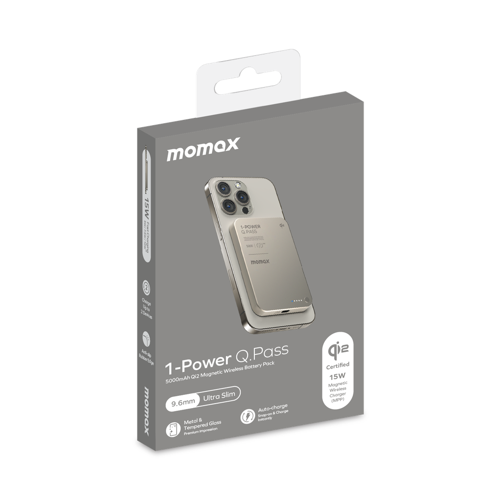 MOMAX 1-POWER Q.PASS 5000mAh QI2 MAGNETIC WIRELESS POWER BANK