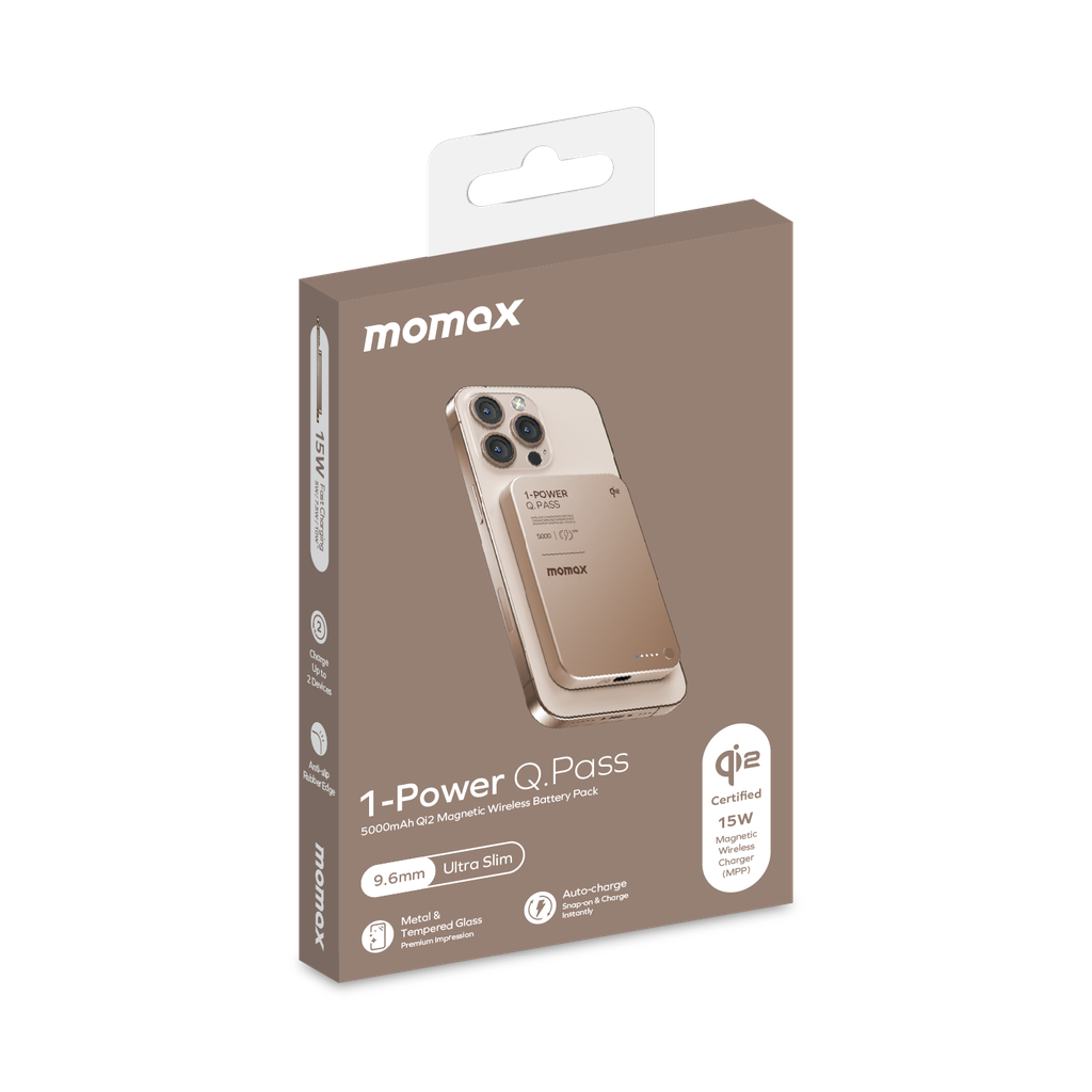 MOMAX 1-POWER Q.PASS 5000mAh QI2 MAGNETIC WIRELESS POWER BANK