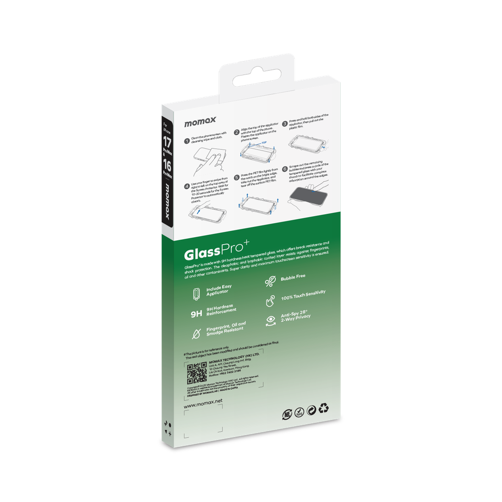 MOMAX IPHONE 17 PRO MAX 6.9 FULLY COVERED HD PRIVACY GLASS