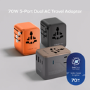 MOMAX 1-WORLD2 GAN 70W 5-PORT USB-C AC TRAVEL ADAPTOR