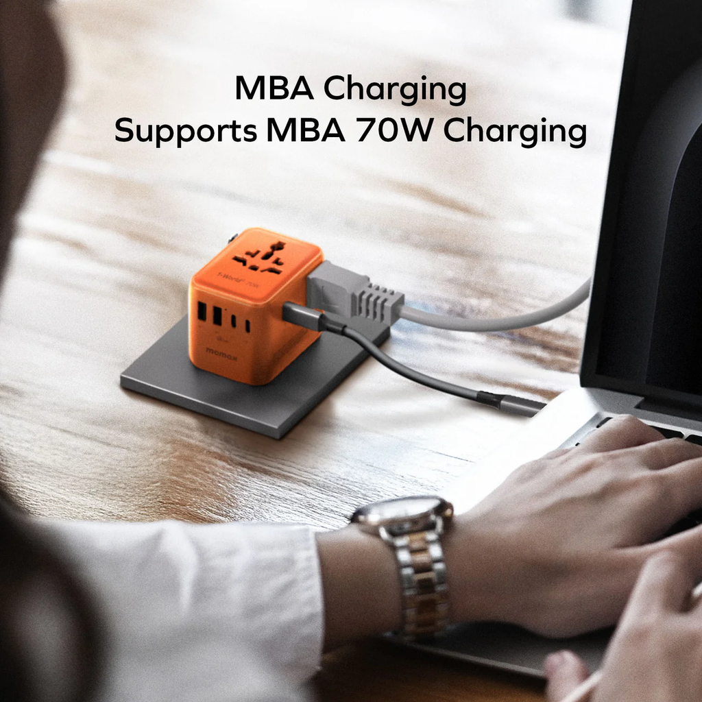 MOMAX 1-WORLD2 GAN 70W 5-PORT USB-C AC TRAVEL ADAPTOR
