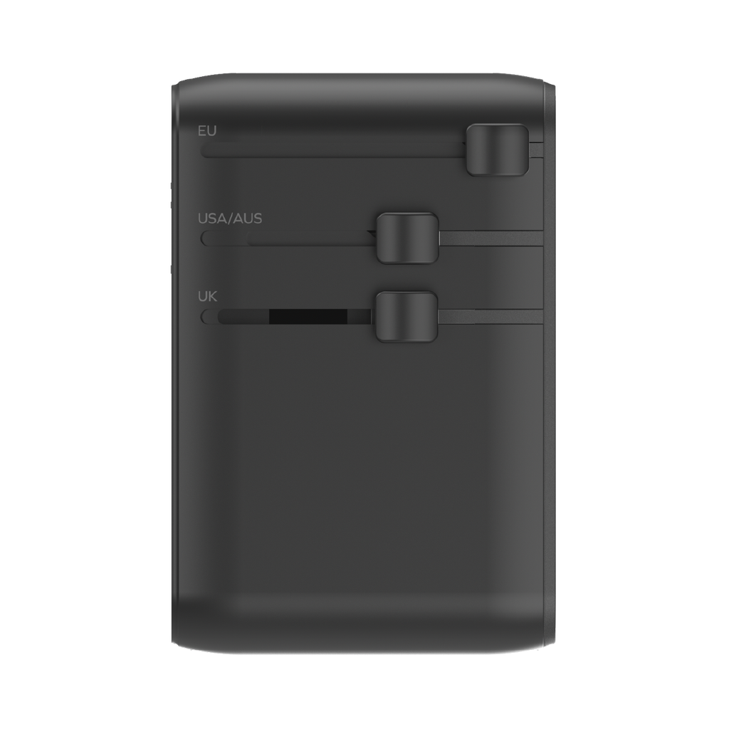 MOMAX 1-WORLD2+ 70W GAN 3 PORT DUAL WITH BUILT-IN USB-C CABLE AC TRAVEL ADAPTOR