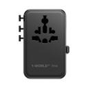 MOMAX 1-WORLD2+ 70W GAN 3 PORT DUAL WITH BUILT-IN USB-C CABLE AC TRAVEL ADAPTOR