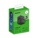 MOMAX 1-WORLD2+ 70W GAN 3 PORT DUAL WITH BUILT-IN USB-C CABLE AC TRAVEL ADAPTOR
