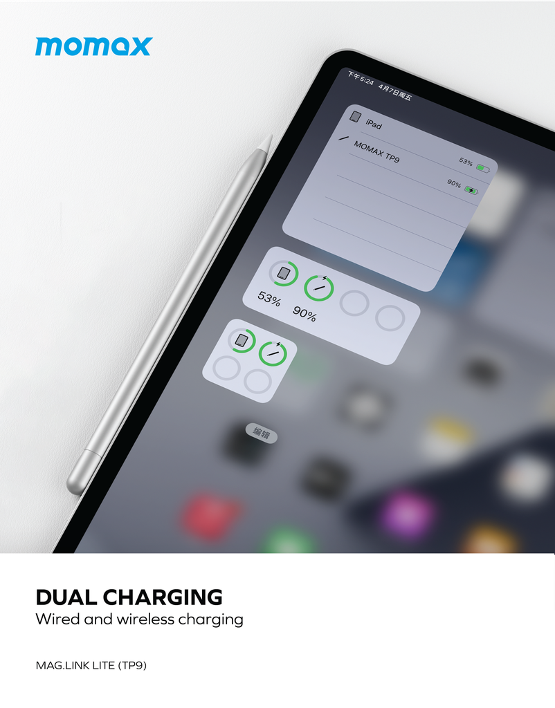 MOMAX MAG LINK LITE MAGNETIC CHARGING ACTIVE STYLUS PEN