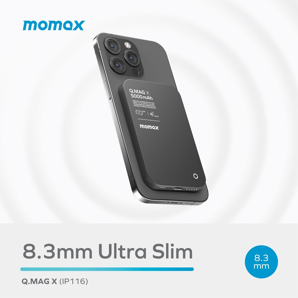 MOMAX Q.MAG X 5000mAh 15W MAGSAFE WIRELESS POWER BANK