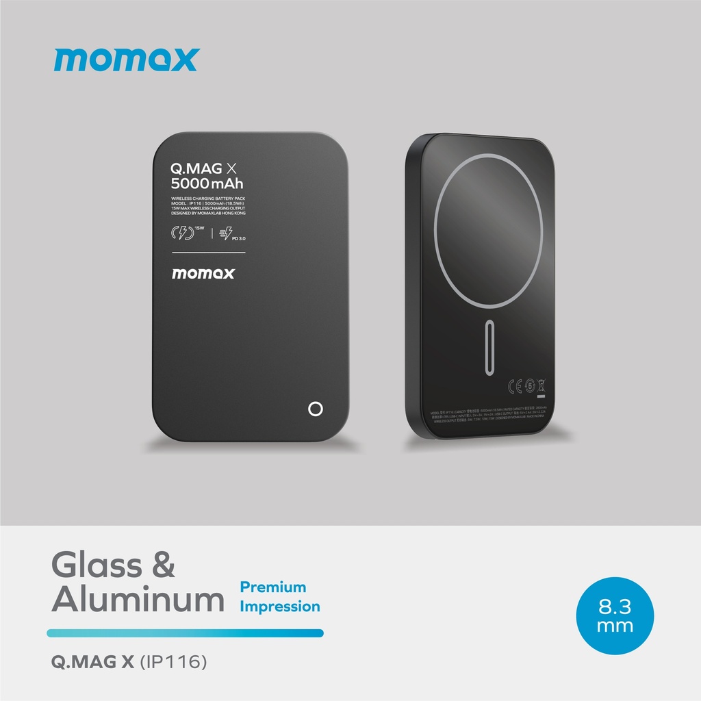 MOMAX Q.MAG X 5000mAh 15W MAGSAFE WIRELESS POWER BANK