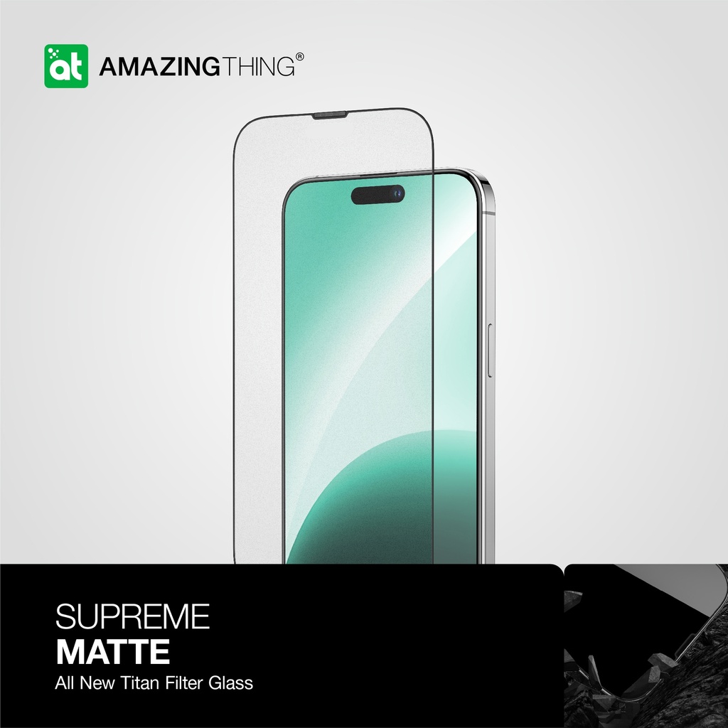 AT IPHONE 15 6.1 PRO 2023 3D FULLY COVERED  DUST FILTER TITAN MATTE GLASS