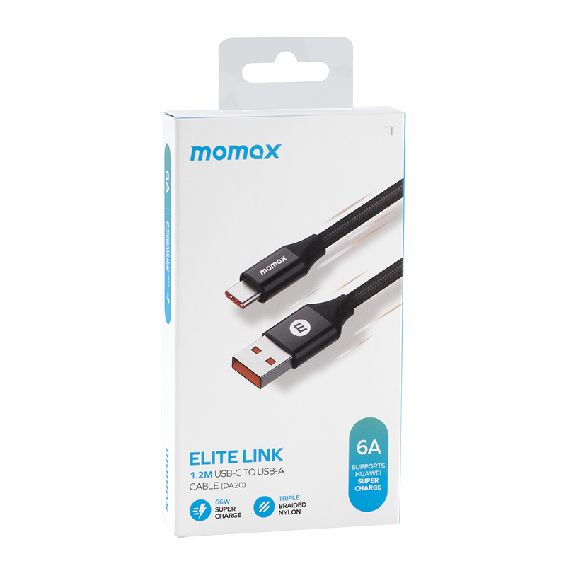MOMAX ELITE LINK USB-A TO USB-C 11V/6A CABLE 1.2M