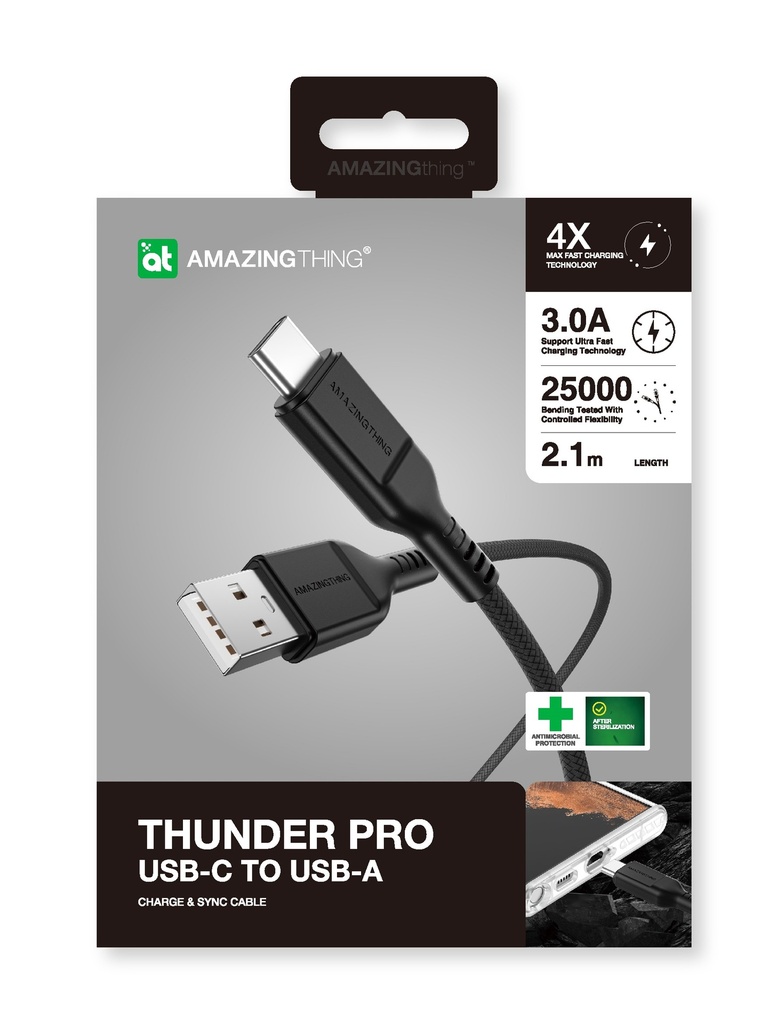 AT THUNDER PRO USB-A TO LIGHTNING 3.2A 2.1M CABLE