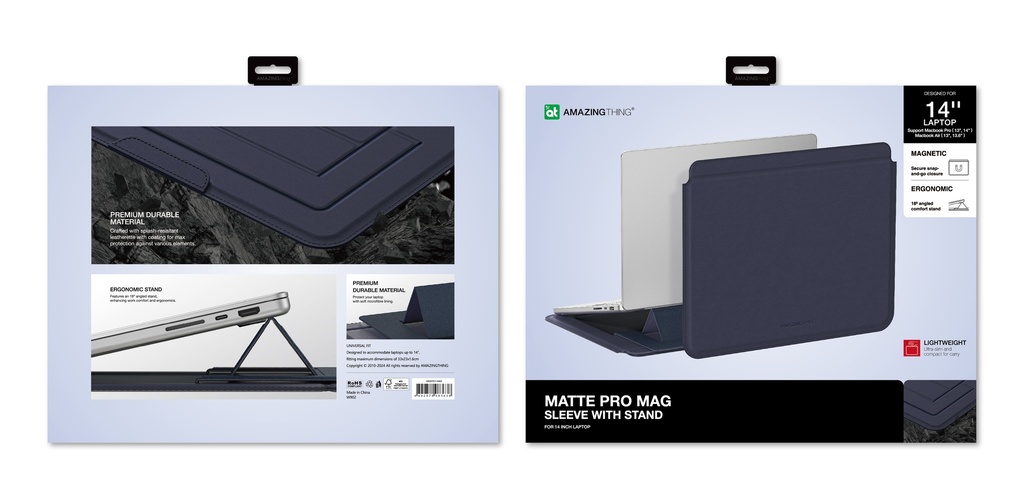 AT MATTE PRO MAG SLEEVE WITH STAND FOR MACBOOK PRO 13/14" MACBOOK AIR 13/13.6" & 14" LAPTOPS