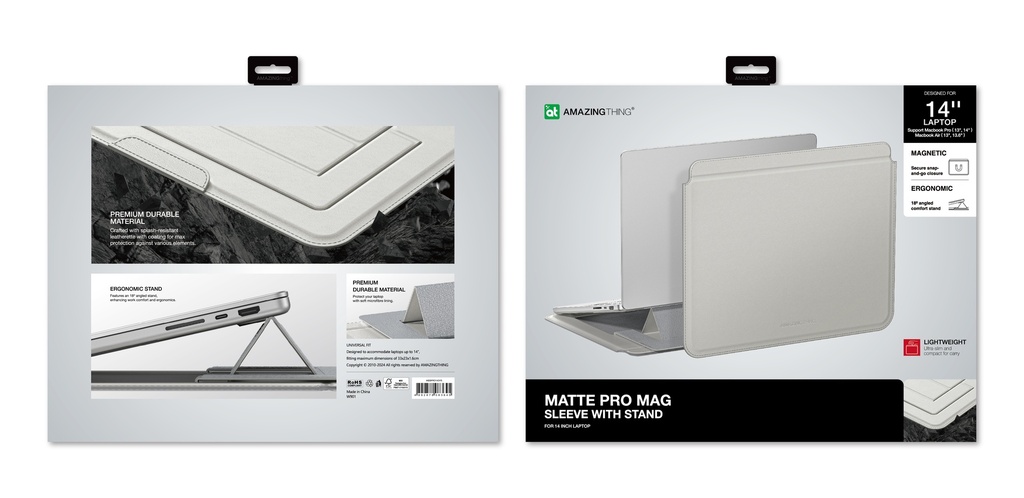 AT MATTE PRO MAG SLEEVE WITH STAND FOR MACBOOK PRO 13/14" MACBOOK AIR 13/13.6" & 14" LAPTOPS