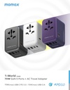 MOMAX 1-WORLD 70W GAN AC TRAVEL ADAPTOR