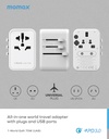 MOMAX 1-WORLD 70W GAN AC TRAVEL ADAPTOR