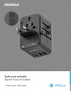 MOMAX 1-WORLD 70W GAN AC TRAVEL ADAPTOR