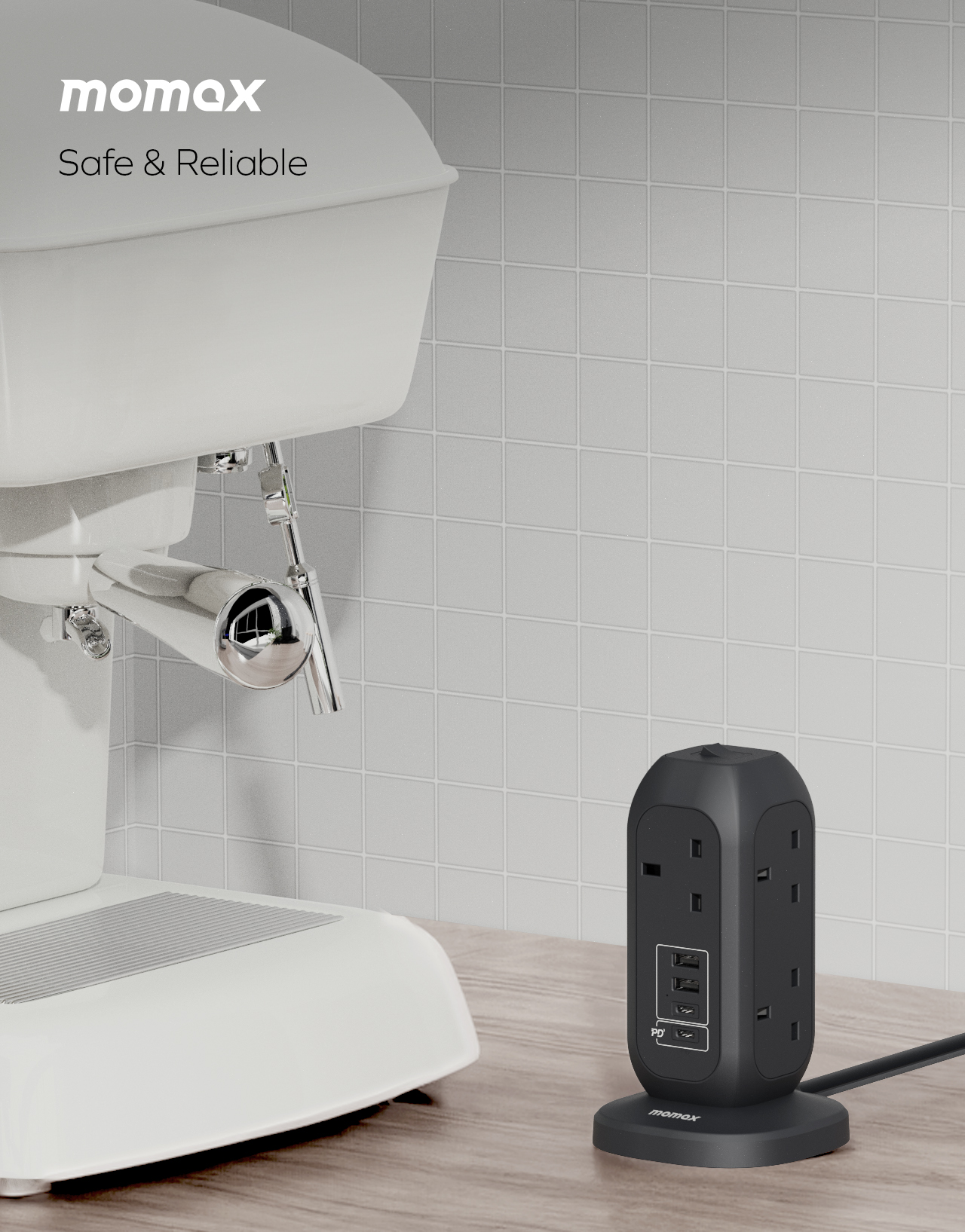 MOMAX ONEPLUG 7-OUTLET POWER STRIP WITH USB | Space.ae