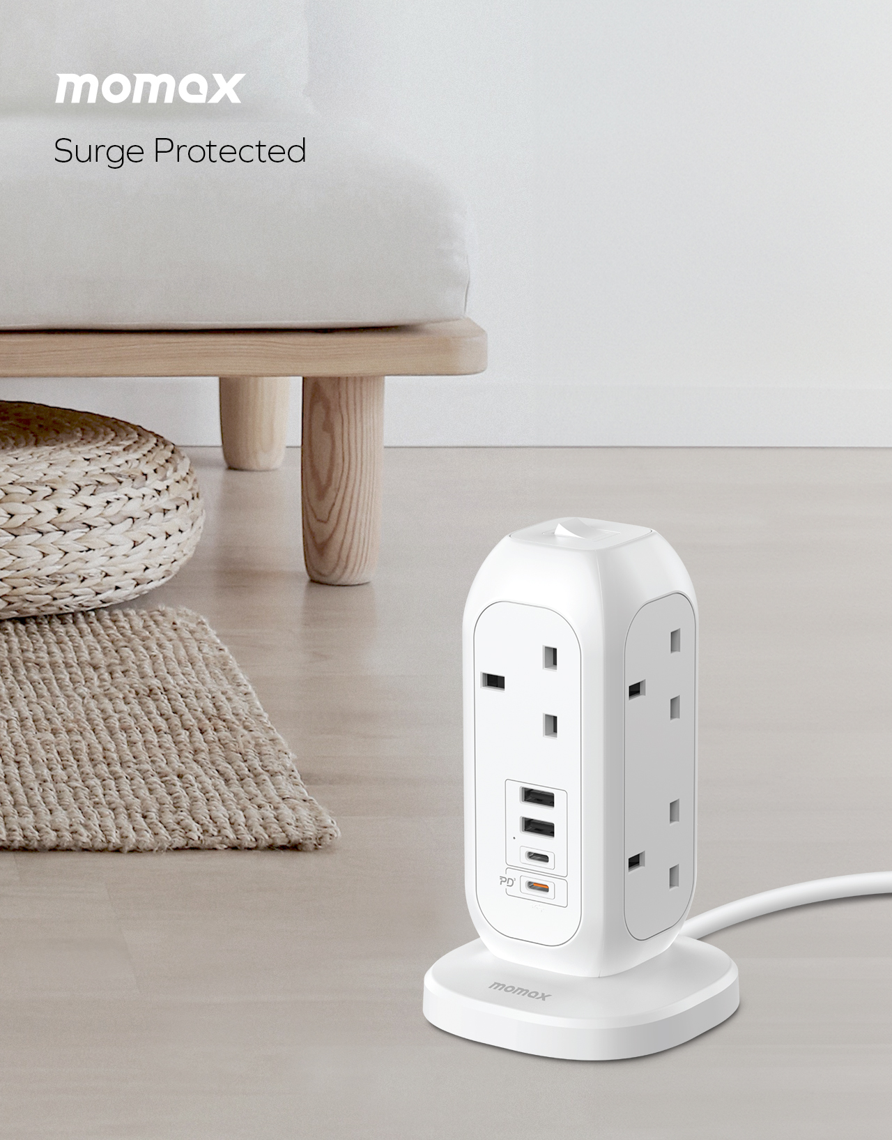 MOMAX ONEPLUG 7-OUTLET POWER STRIP WITH USB | Space.ae