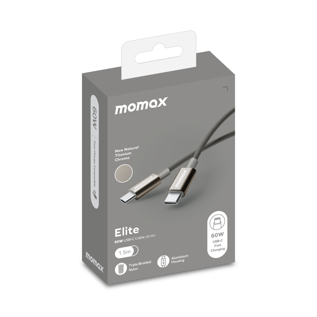 MOMAX ELITE 60W USB-C TO USB-C CABLE 1.5M