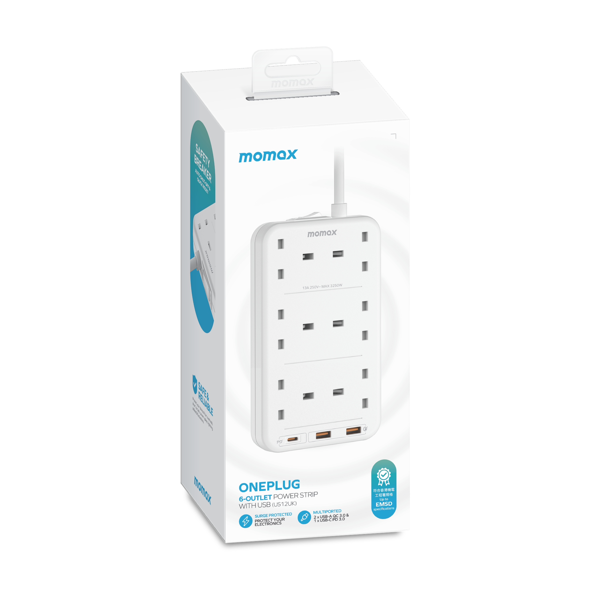 MOMAX ONEPLUG 6 OUTLET CUBE EXTENSION SOCKET WITH USB | Space.ae