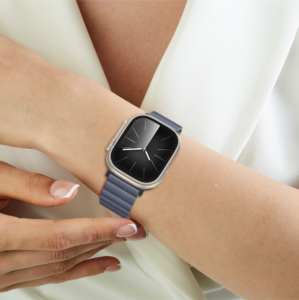 AT GLAMOUR SENSE LEATHER BAND WITH TITANLINK FOR APPLE WATCH 49/45/44/42/41/40/38MM