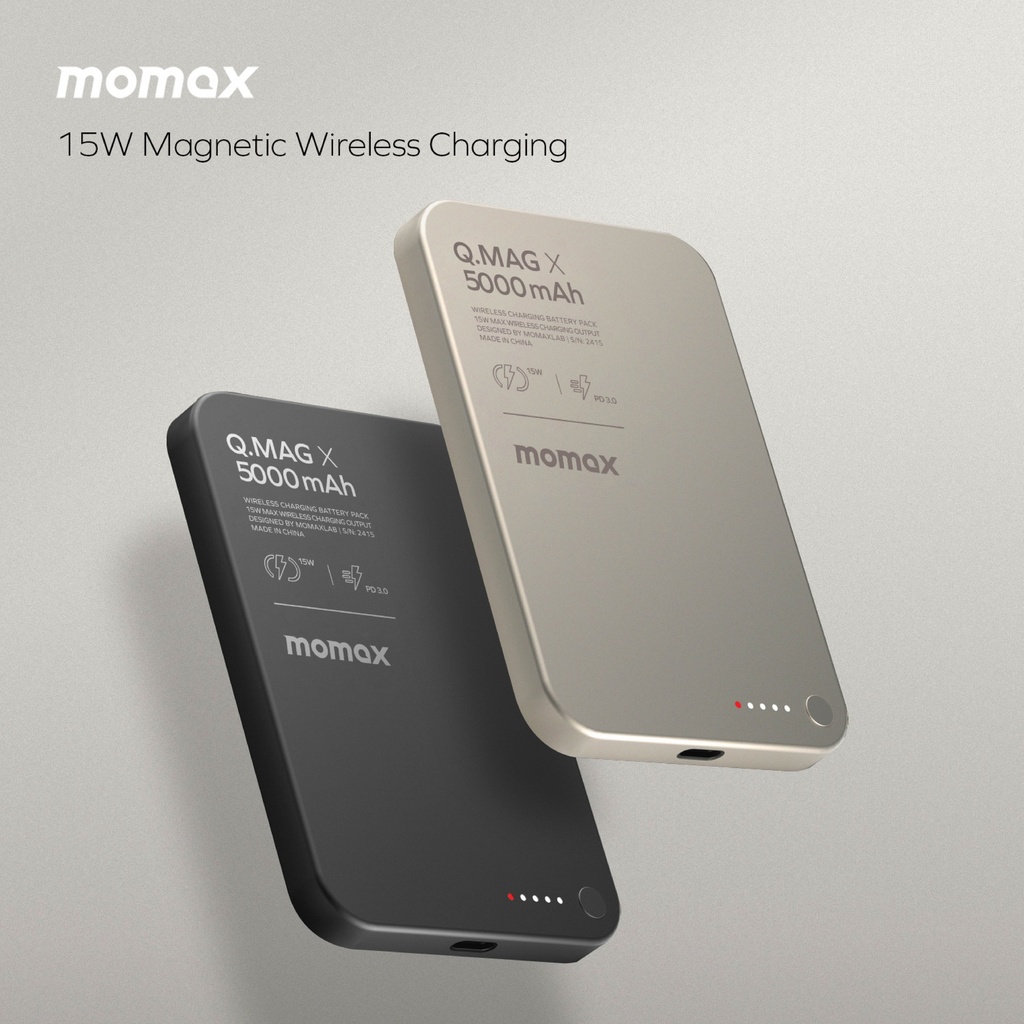 MOMAX Q.MAG X 5000mAh GEN2 15W ULTRA SLIM MAGSAFE WIRELESS POWER BANK