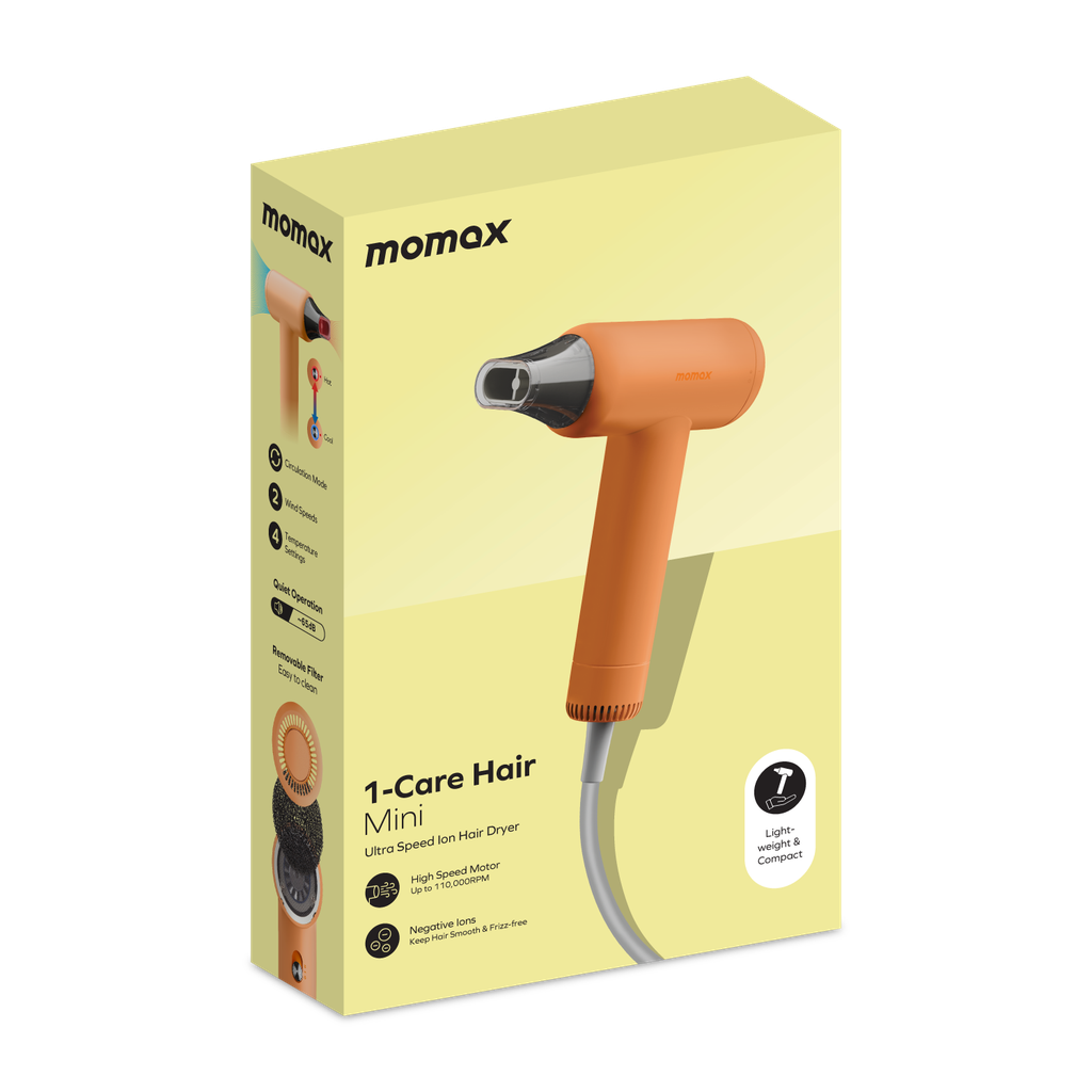 MOMAX 1-CARE HAIR MINI ULTRA SPEED ION HAIR DRYER