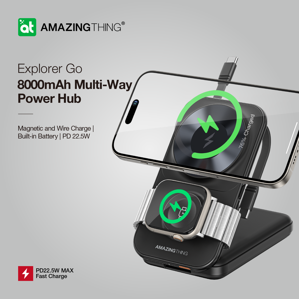 AT THUNDER PRO MAG 6IN1 PD 22.5W 8000mAh POWER STATION WITH STAND