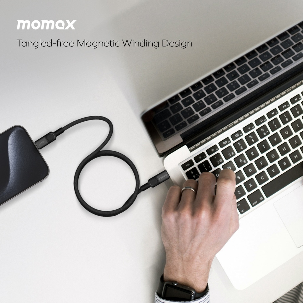 MOMAX MAG LINK 100W USB-C TO USB-C MAGNETIC CABLE 1M