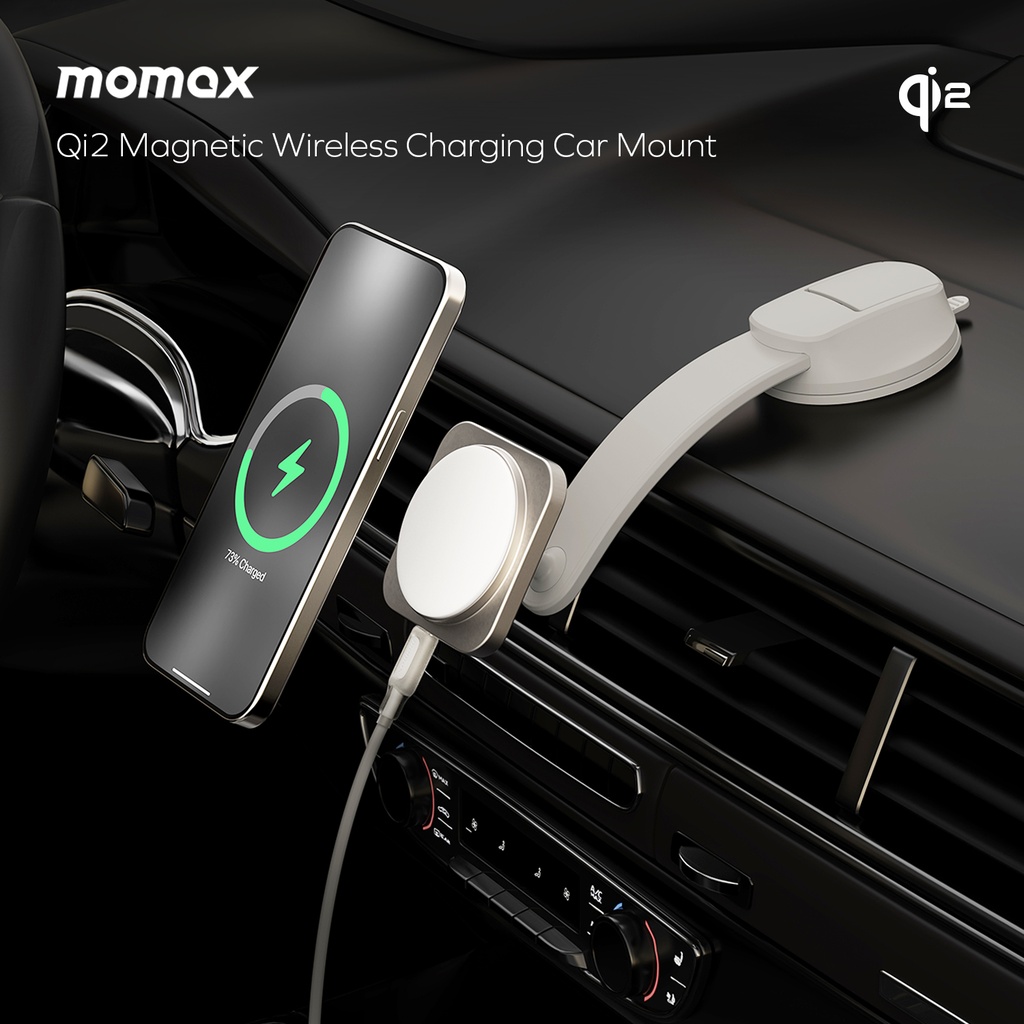 MOMAX Q2 MAG MOUNT QI 15W MAGNETIC WIRELESS CHARGING CAR MOUNT