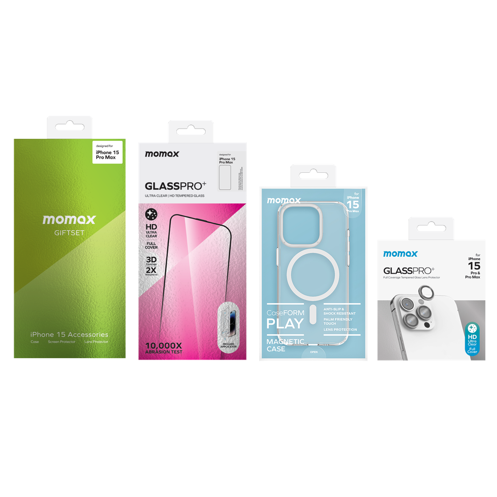 MOMAX CASE+GLASS+BLACK LENS BUNDLE KIT FOR IPHONE 15 PRO MAX 6.7