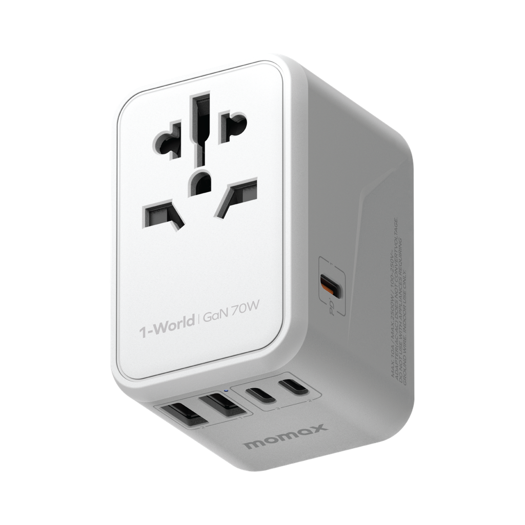 MOMAX 1-WORLD 70W GAN AC TRAVEL ADAPTOR